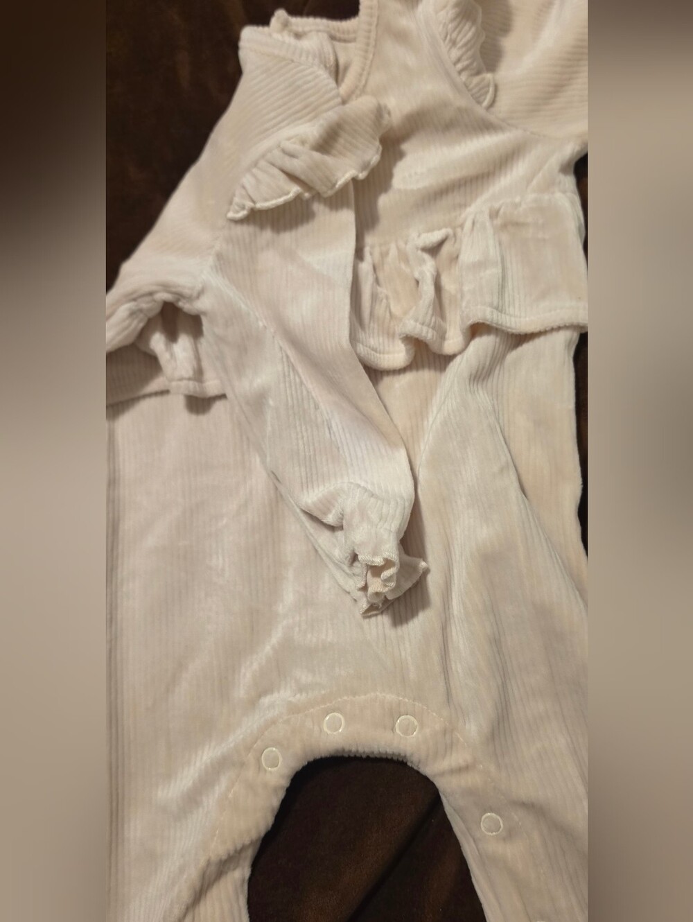 Mud Pie Beige Ribbed Ruffle One-Piece - Picture 4 of 4